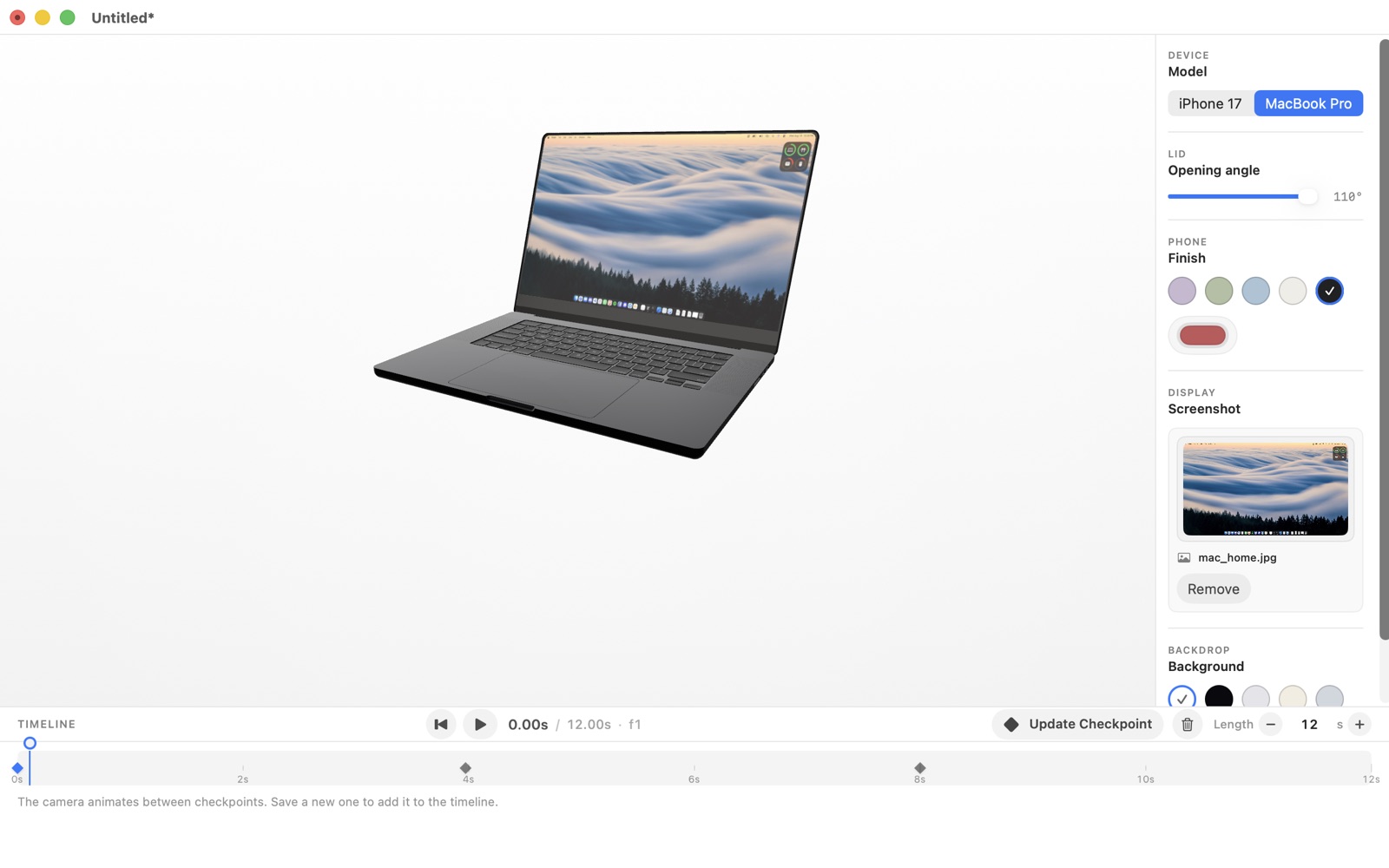 MacBook Pro in 3D, angled, in YomMock